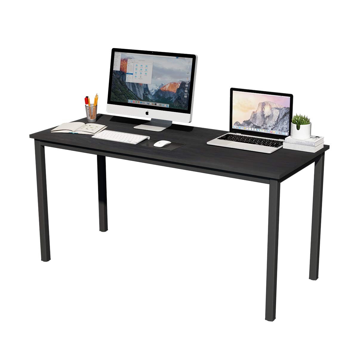 Soges 63 Inch Black Computer Desk - Modern Home Office Desk for Work & Study, Ergonomic Design with Sturdy Frame, Perfect for Small Spaces & Gaming Setups