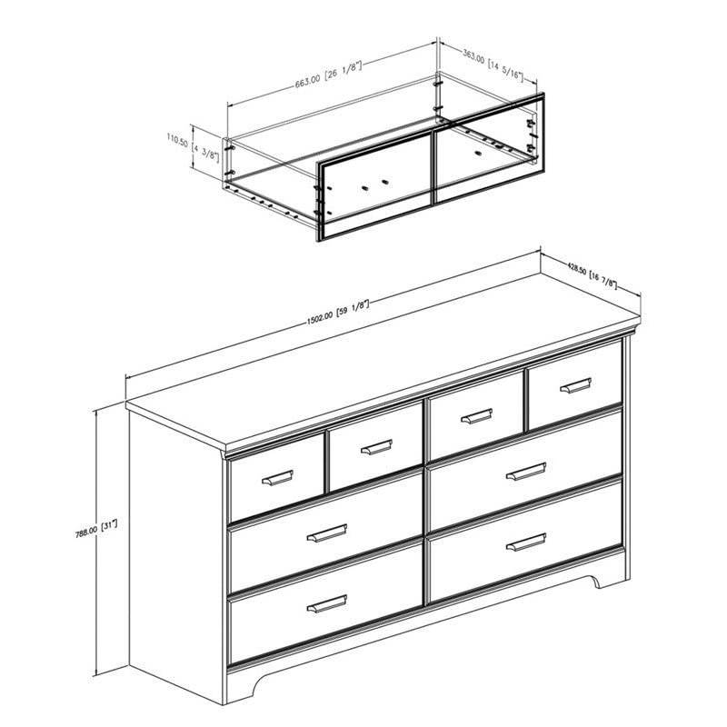 Modern 3-Piece Bedroom Furniture Set - 8-Drawer Dresser & Nightstand with Drawers - Distressed Grey Oak Finish - Perfect for Small Spaces & Guest Rooms