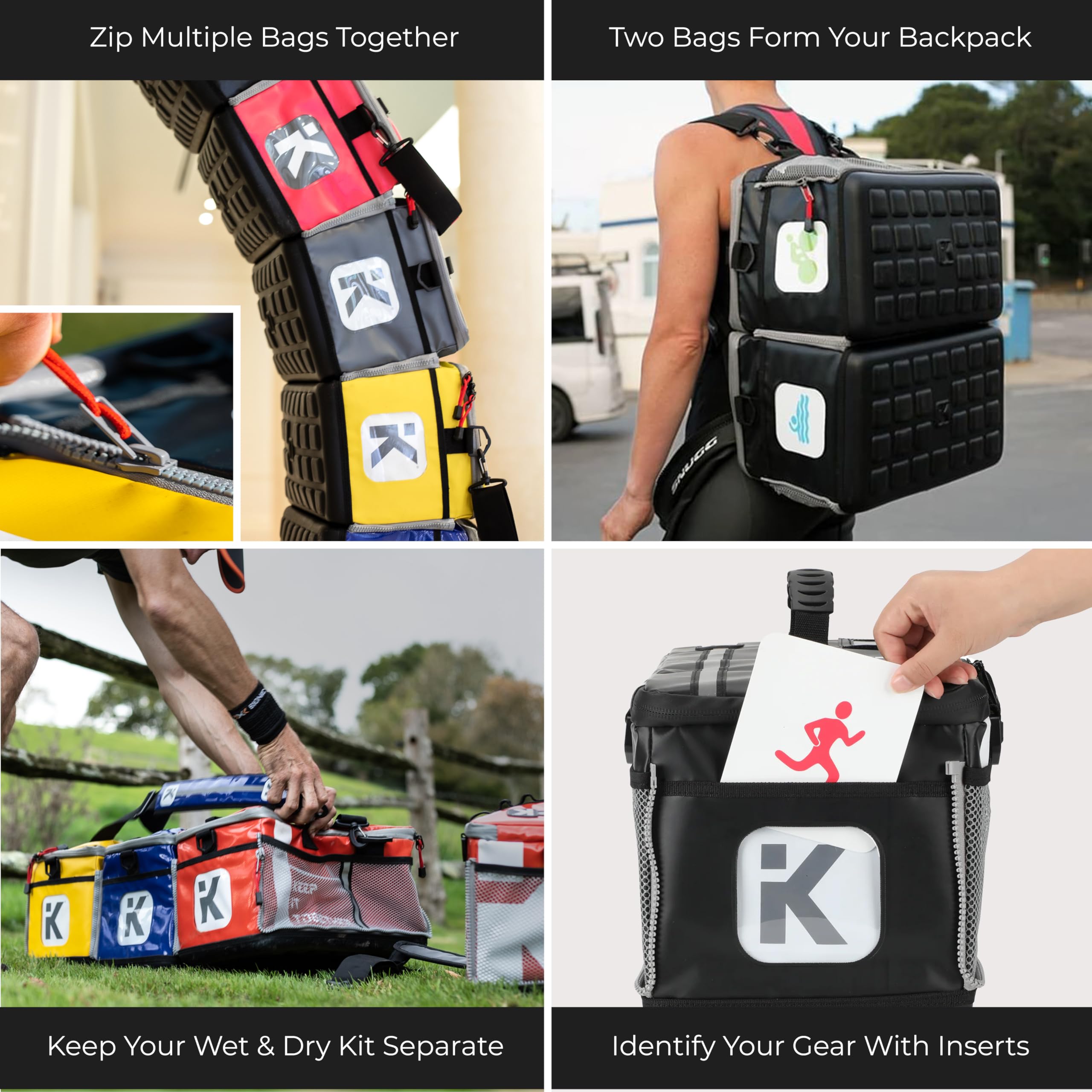 KITBRIX Large Waterproof Gym Bag - Durable Sports & Travel Duffle for Football, Soccer, Swimming, Cycling, Running, Triathlon, Baseball, Hockey - Perfect for Gym, Travel & Outdoor Adventures - Gray