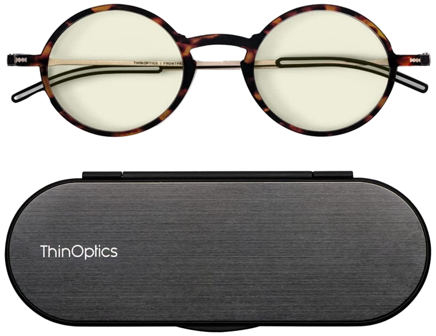 ThinOptics Blue Light Blocking Glasses for Reading & Screen Time - Manhattan Round Frame Style - Reduce Eye Strain for Computer, Office & Night Use