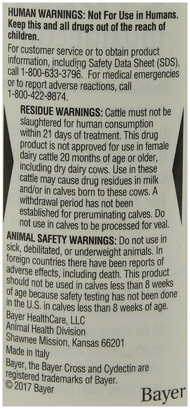 Cydectin Injectable Cattle Dewormer for Parasite Control - 500 mL - Effective Treatment for Worms in Beef & Dairy Cattle - Ideal for Farm and Ranch Use