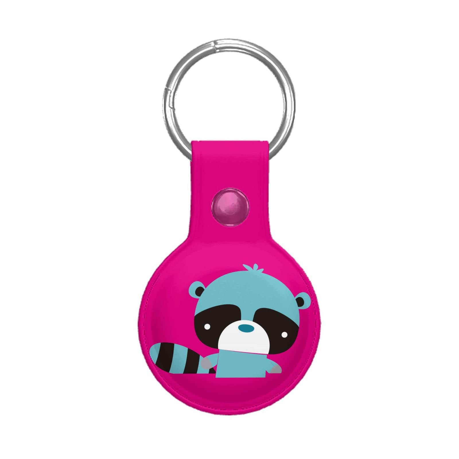 Cute PU Leather Airtag Keychain Holder for Apple AirTag - Animal Design Key Ring Accessory for Pets, Luggage & Backpacks (Perfect for Travel, Keys & Personal Belongings)
