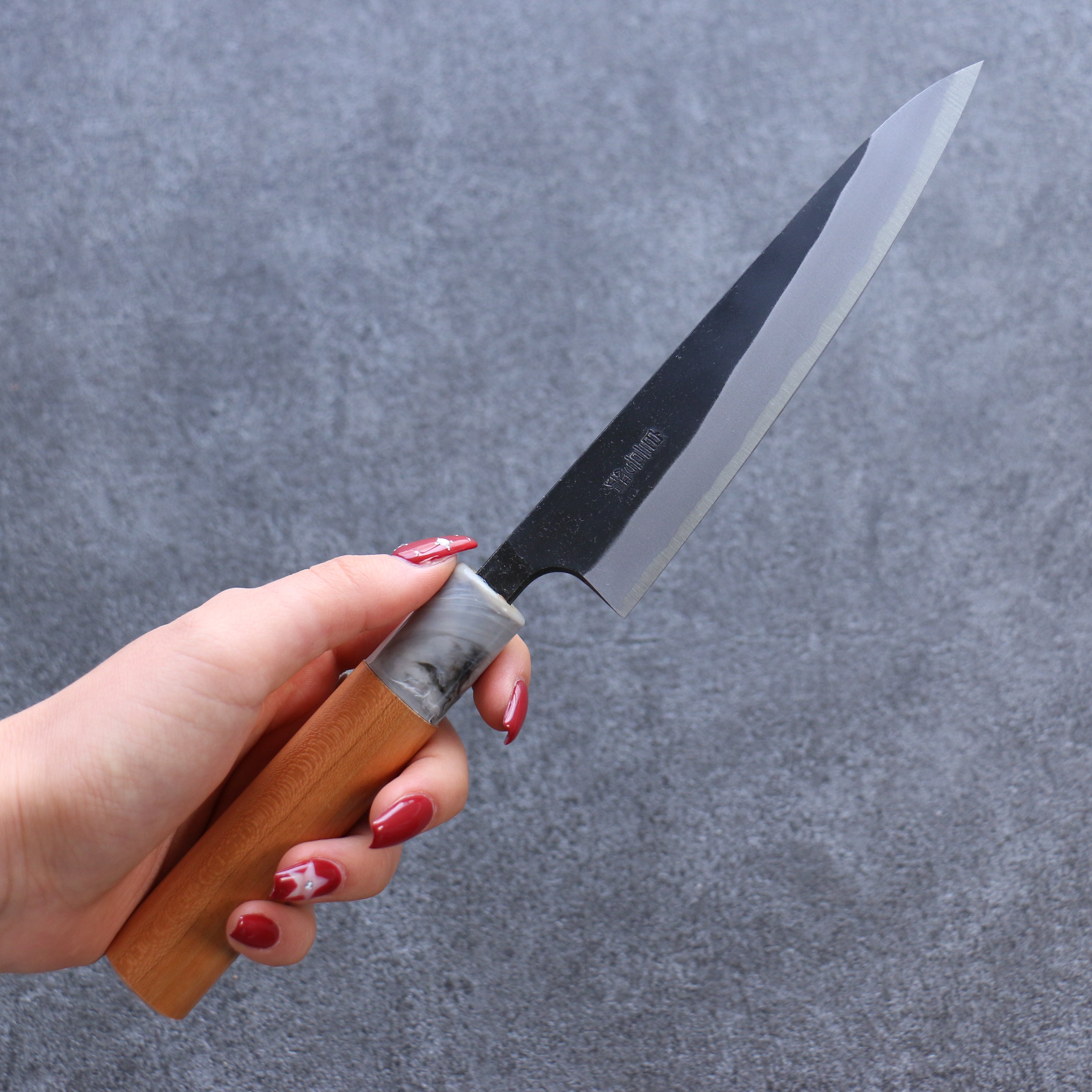 Nao Yamamoto White Steel No.2 Kurouchi Petty Utility Knife 135mm with Cherry Blossom Handle - Perfect for Slicing, Peeling & Precision Kitchen Tasks