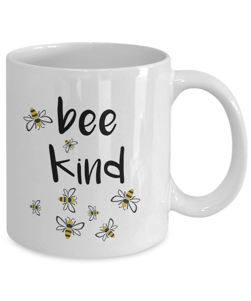 Bee Kind Ceramic Mug - Funny Inspirational Coffee Tea Hot Cocoa Cup - Novelty Birthday Christmas Anniversary Gift for Women Men - Perfect for Office Home Use & Gift Giving