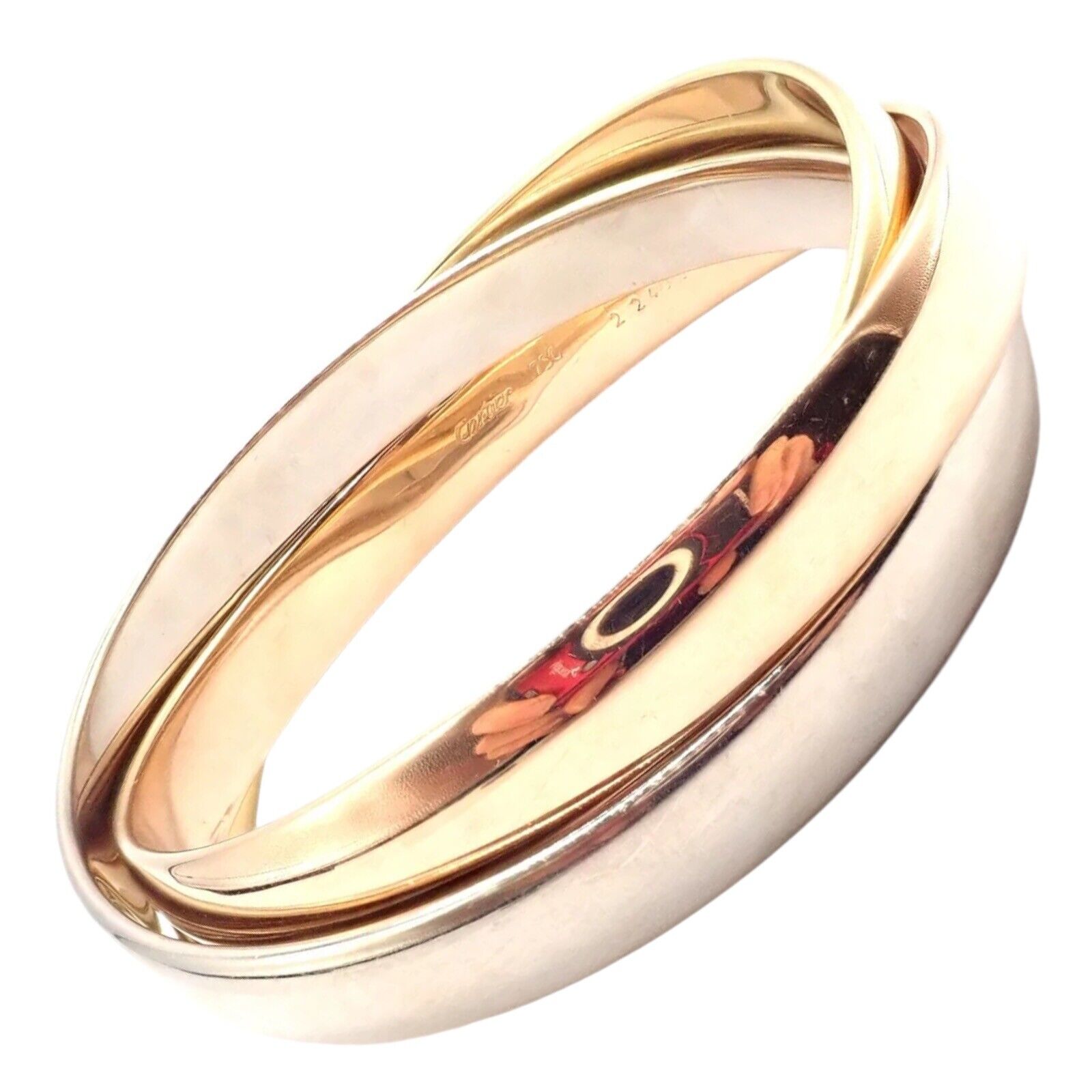 Authentic Cartier 18k Tri-Color Gold Rolling Trinity Bangle Bracelet - 101.5g Luxury Jewelry for Women, Perfect for Weddings, Anniversaries & Special Occasions