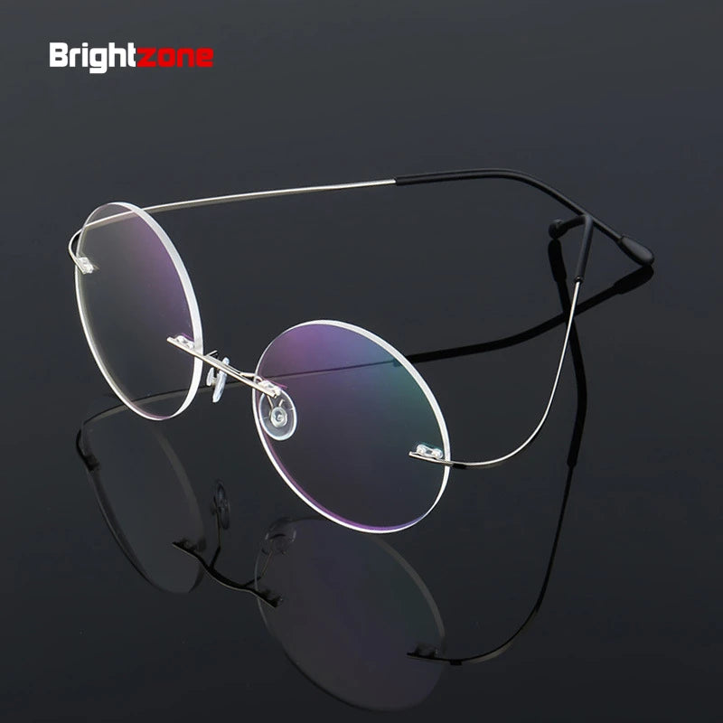 Brightzone Women's Rimless Round Titanium Alloy Eyeglasses 71171 - Lightweight & Durable Glasses for Work, Reading & Everyday Use
