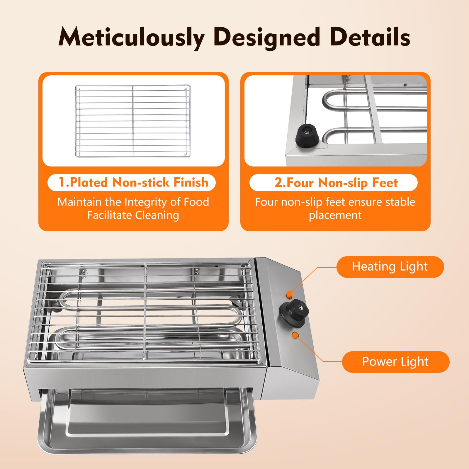 1800W Electric BBQ Griddle Grill - Portable Indoor/Outdoor Flat Top Grill for Raclette, Hibachi & Small Barbecues | Perfect for Family Dinners, Backyard Parties & Camping Trips