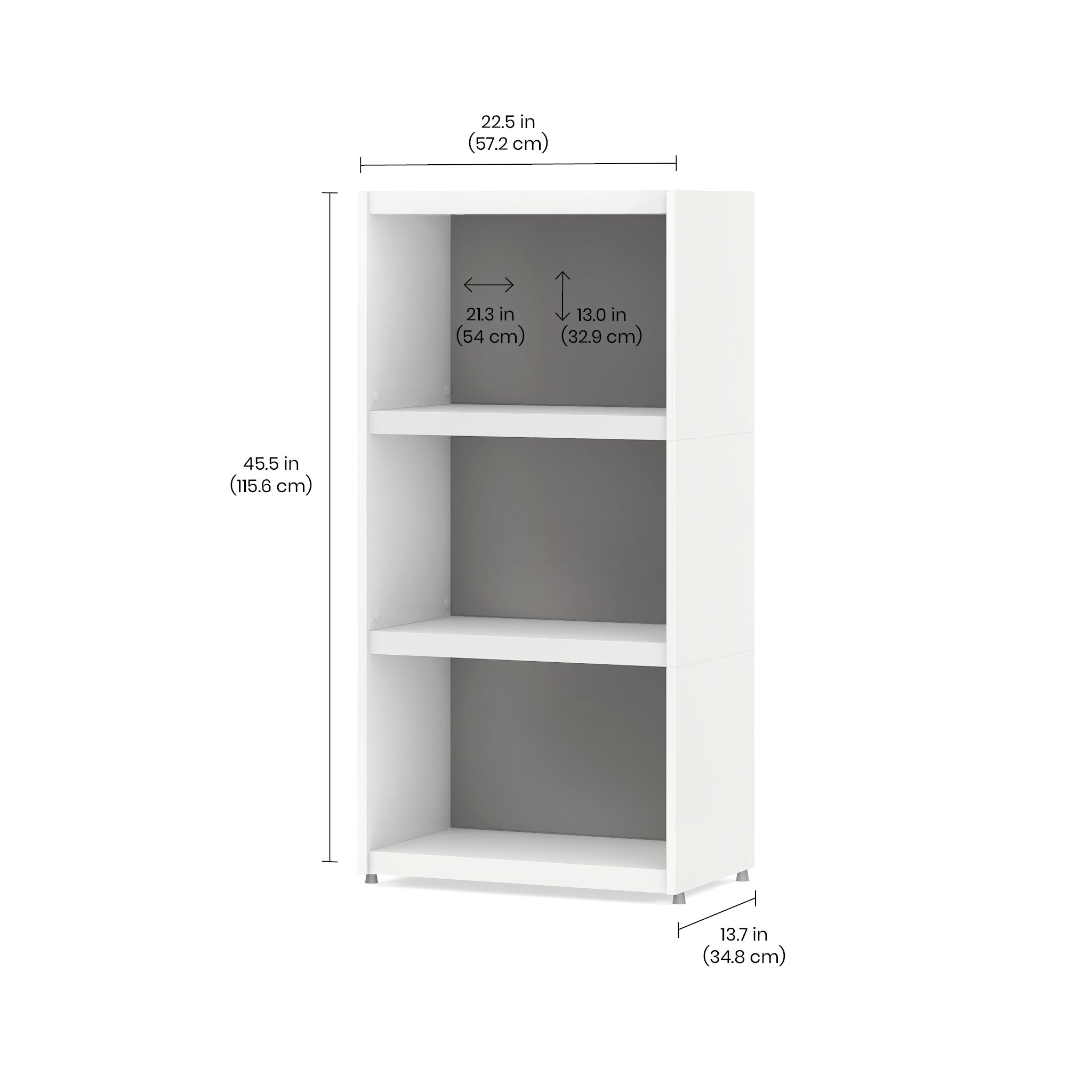 YOMO Modular Bookshelf 1x3 - Modern Stackable Bookcase with Adjustable Shelves for Home Office, Living Room & Bedroom Organization