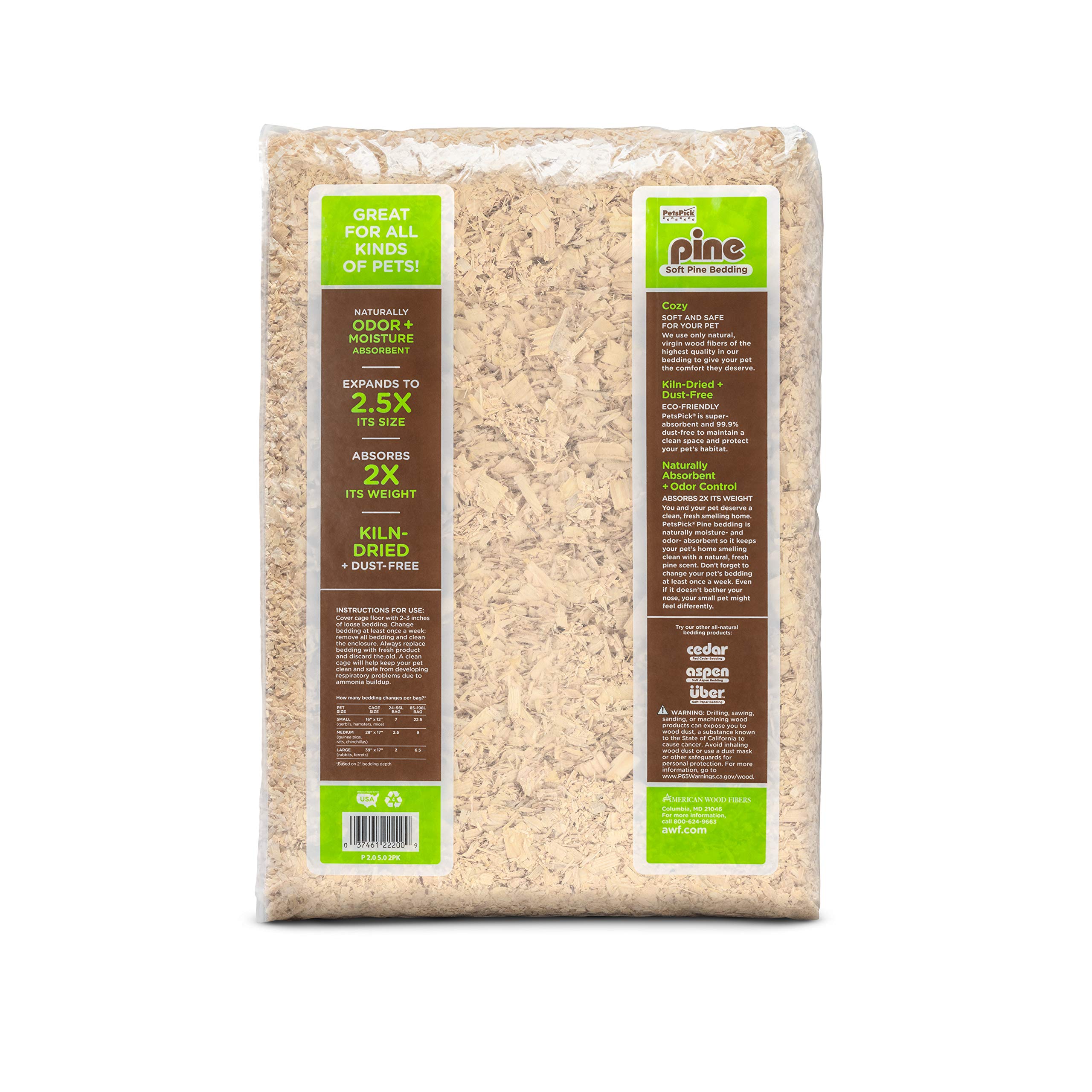 Premium Pine Small Pet Bedding - 141L (3.7 Cubic Feet) | Natural, Odor-Control Wood Shavings for Hamsters, Rabbits & Small Animals | Ideal for Cages, Hutches & Nesting Areas