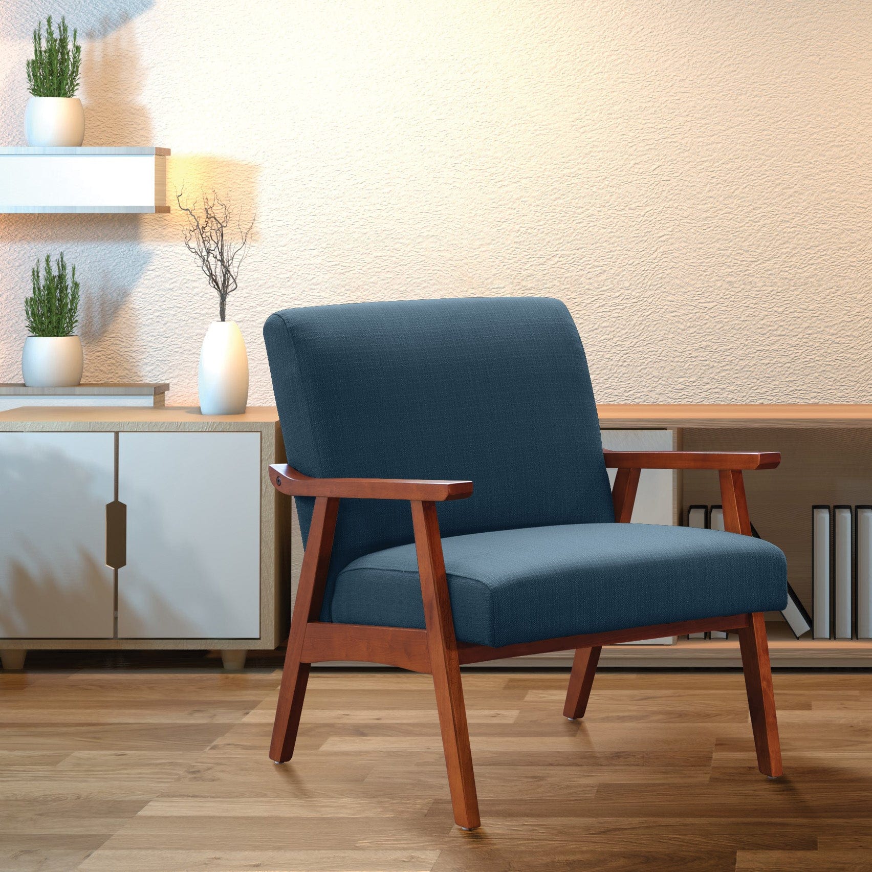 Mid Century Modern Ave Six Davis Armchair with Solid Wood Frame [DVS51] - Perfect for Living Room, Office & Lounge Areas