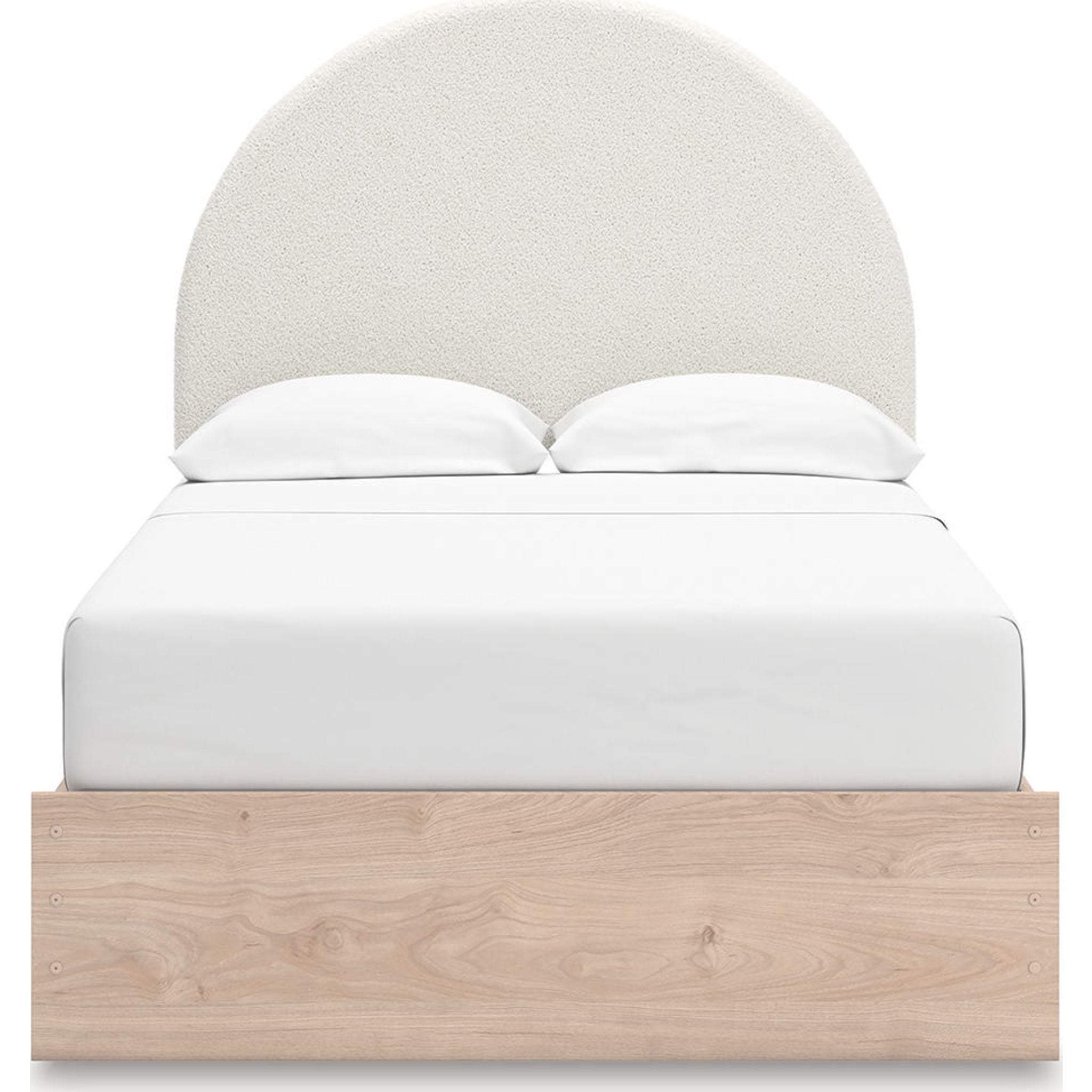 Arloster Platform Bed Frame with 2 Storage Drawers - Modern Tan & White Wooden Bed - Perfect for Small Bedrooms, Guest Rooms & Studio Apartments