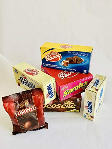 Nestle Savoy Combo Familiar Pack - Samba Strawberry, Cocosette Wafer, Galak White Chocolate, Milk Chocolate & Toronto Bag | Variety Chocolate Gift Box for Parties, Holidays & Family Gatherings