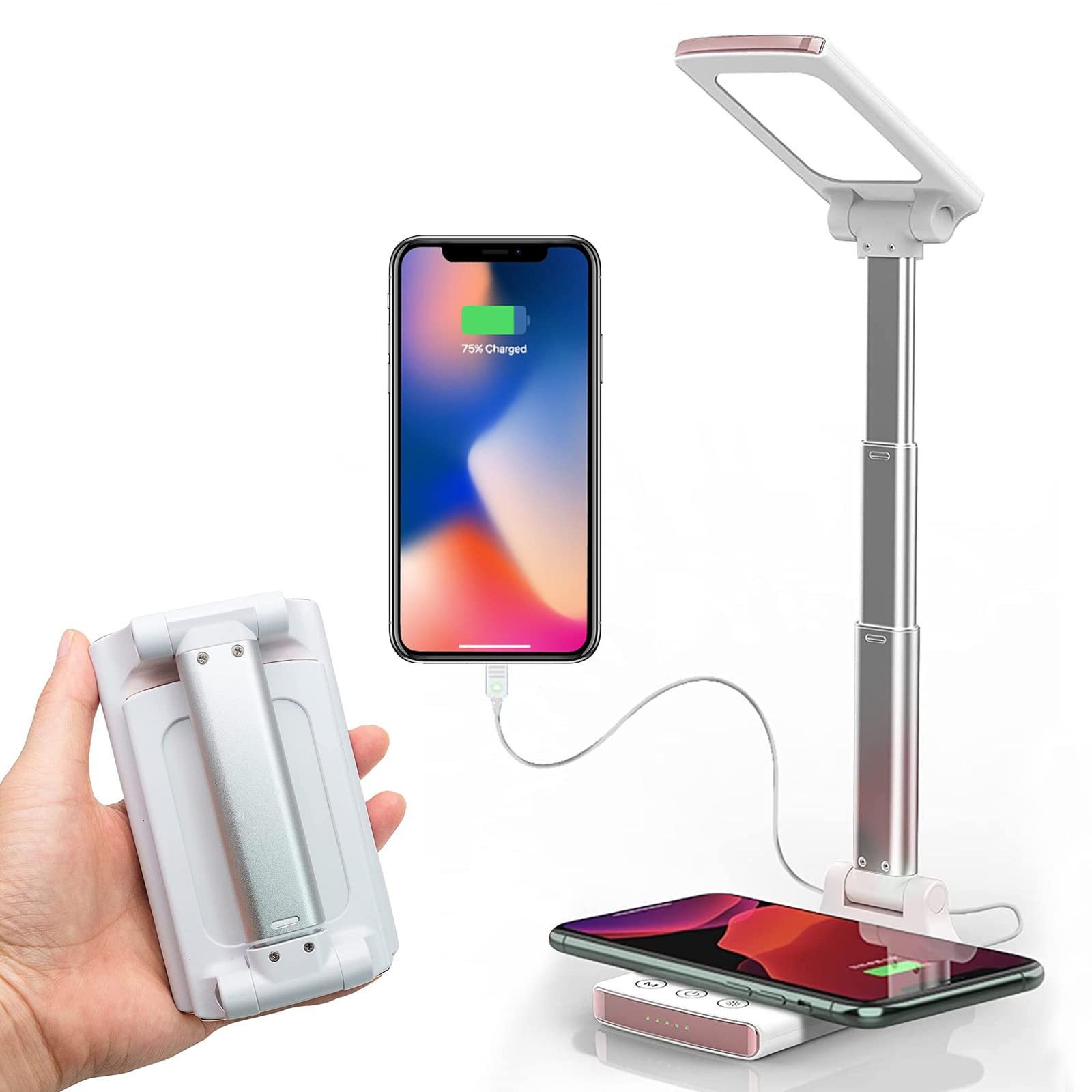 Modern LED Desk Lamp with USB Charging Port & Wireless Charger - Small Smart Light for Home Office, Study, College Dorm, Bedside Table | Perfect for Night Reading, Remote Work & Student Essentials (Gift Idea for Boys & Girls)