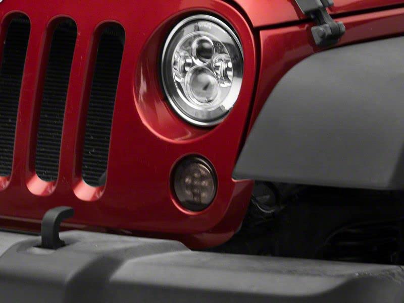 Amber LED Turn Signal Lights - Smoked Lens Compatible with 2007-2018 Jeep Wrangler JK - Upgrade for Off-Road & Night Driving Safety
