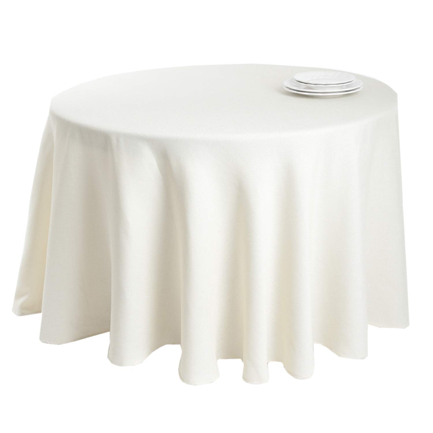 Fennco Styles Basket Weave Design Faux Burlap Square Tablecloth 90