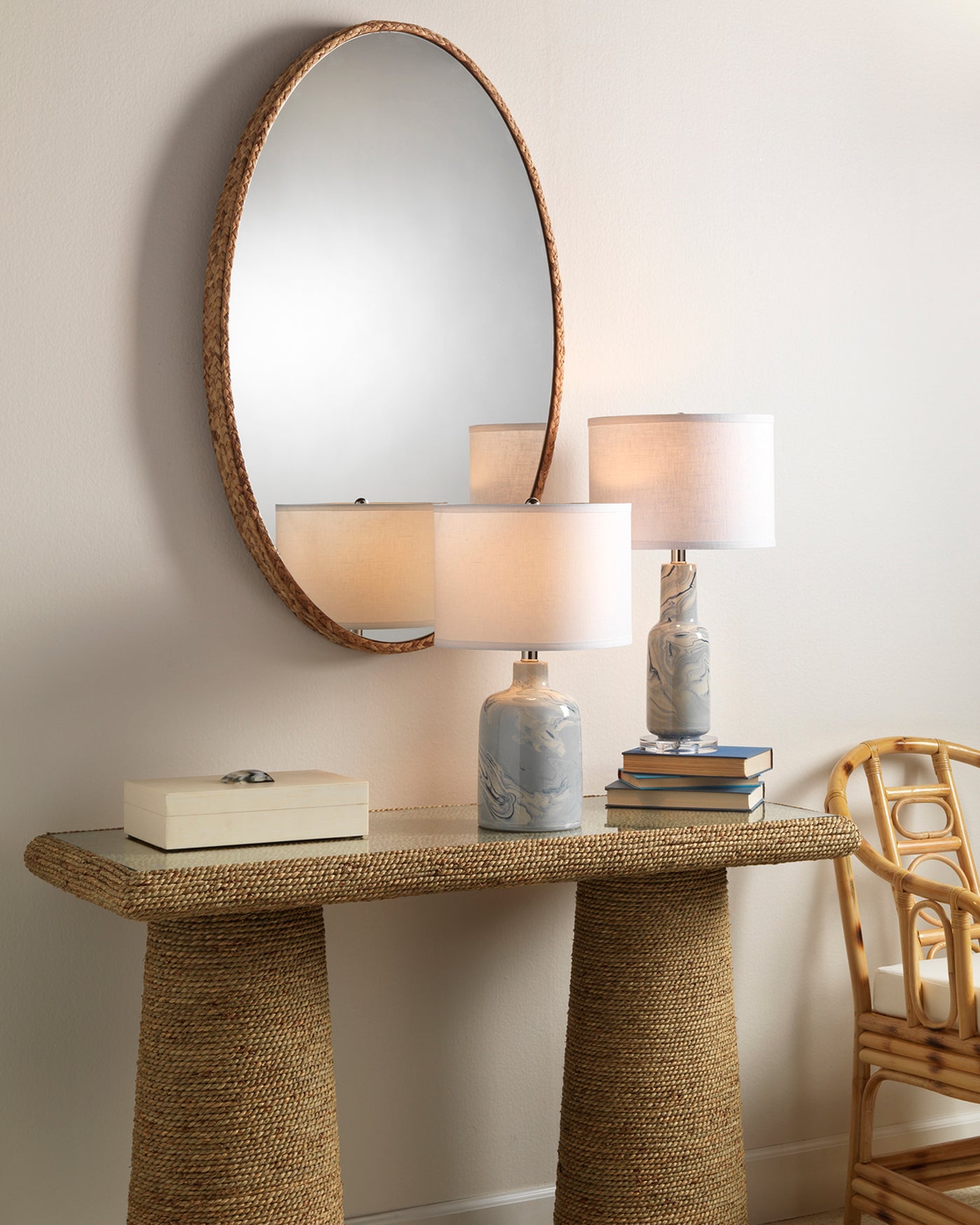 Sparrow Braided Oval Mirror - Handwoven Rattan Wall Decor for Boho Chic Living Room, Bedroom, or Bathroom - Perfect for Home, Office, and Gift Giving