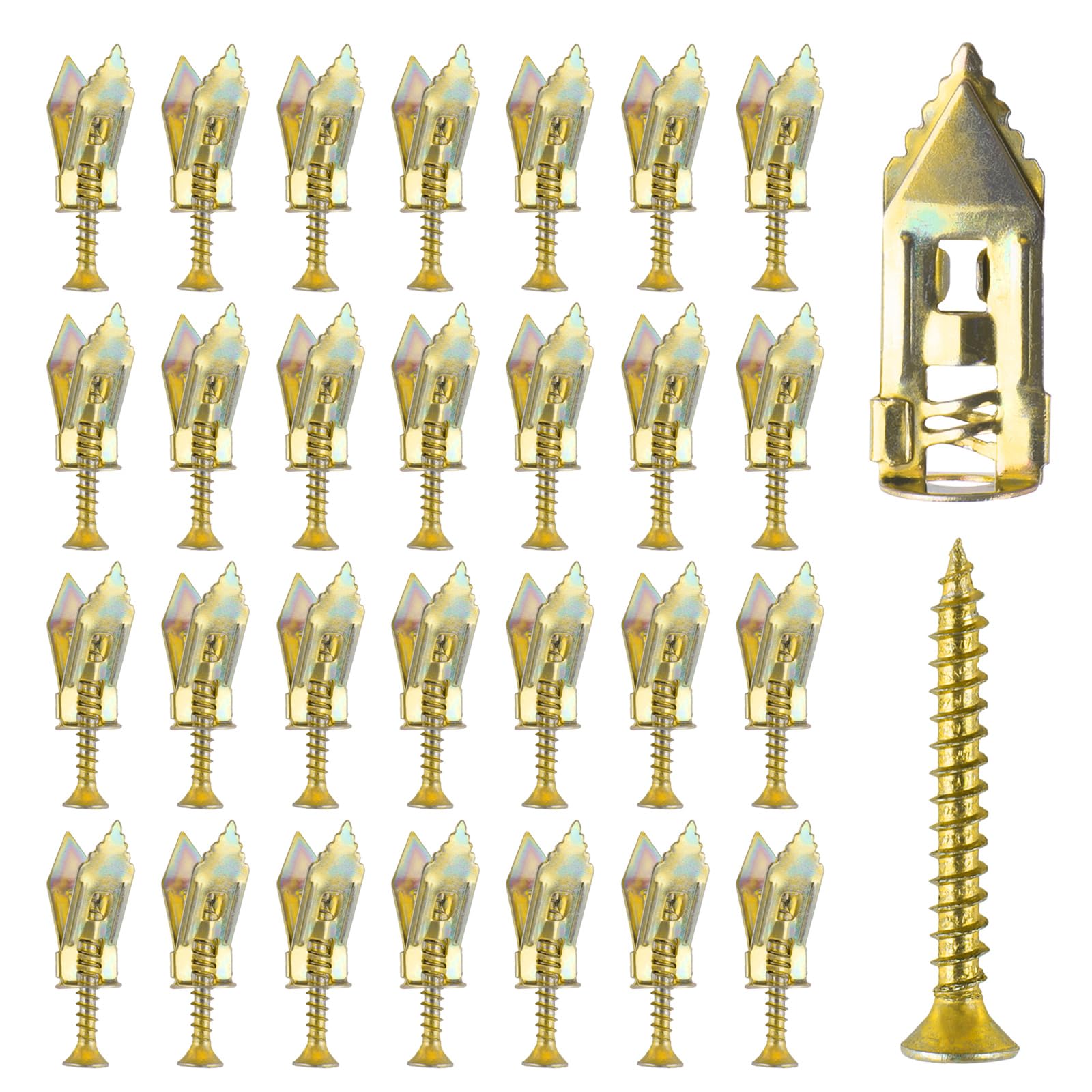 100 Pcs Drywall Anchors and Screws Kit - Self Drilling Hollow Wall Anchors with Case, Zinc Plated Iron for TV Mounting, Bike Racks & Cabinets (12x30mm) - Heavy Duty Home Improvement & DIY Projects