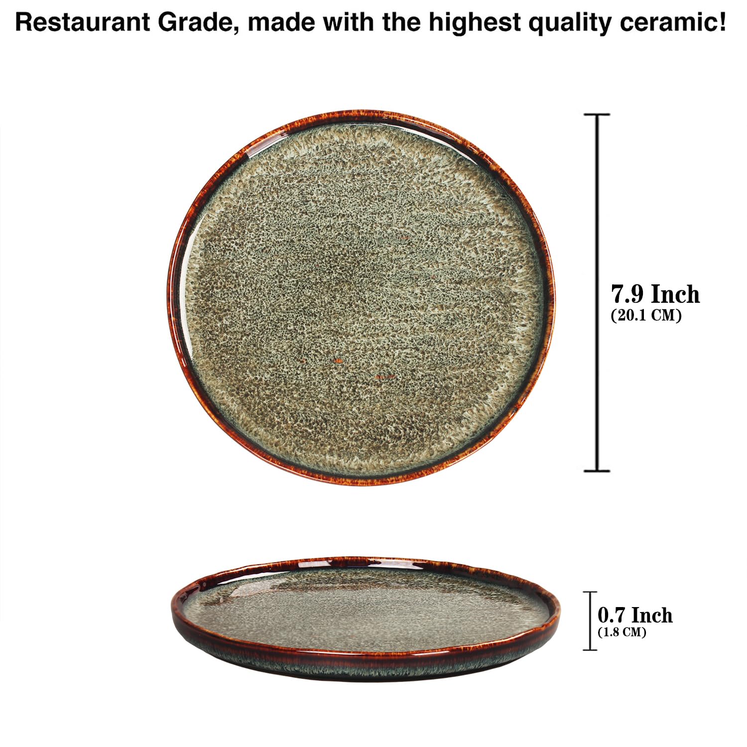 4-Piece Porcelain Appetizer & Dinner Plates Set - 7.9 Inch Black Scratch-Resistant Plates for Steak, Pasta, Salad, Bread & Risotto | Microwave, Oven & Dishwasher Safe | Perfect for Restaurants, Dinner Parties & Everyday Dining