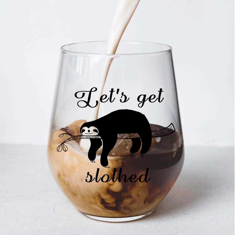 Funny Sloth Stemless Wine Glass - Cute Sloth Gifts for Women & Men, Perfect for Christmas, Valentine's Day, Birthday & Anniversary - Great for Parties, Home Decor & Wine Lovers