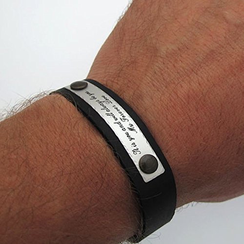 Custom Engraved Leather Bracelet for Men - Personalized Mens Jewelry Gift for Anniversary, Groomsmen & Special Occasions - Stylish Leather Wristband for Everyday Wear & Formal Events