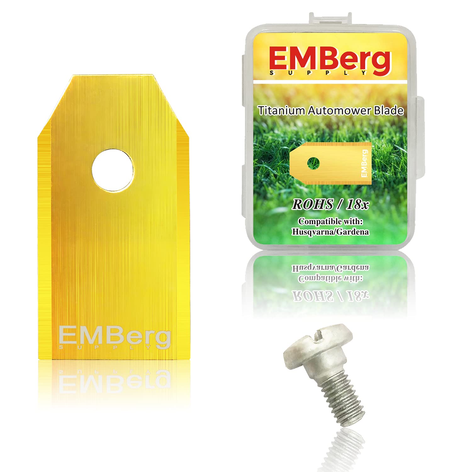 EMBerg 18-Pack Titanium Single Hole Blades for Husqvarna Automower & Gardena Robotic Lawn Mowers - Durable Replacement Mower Blades for Precise Grass Cutting