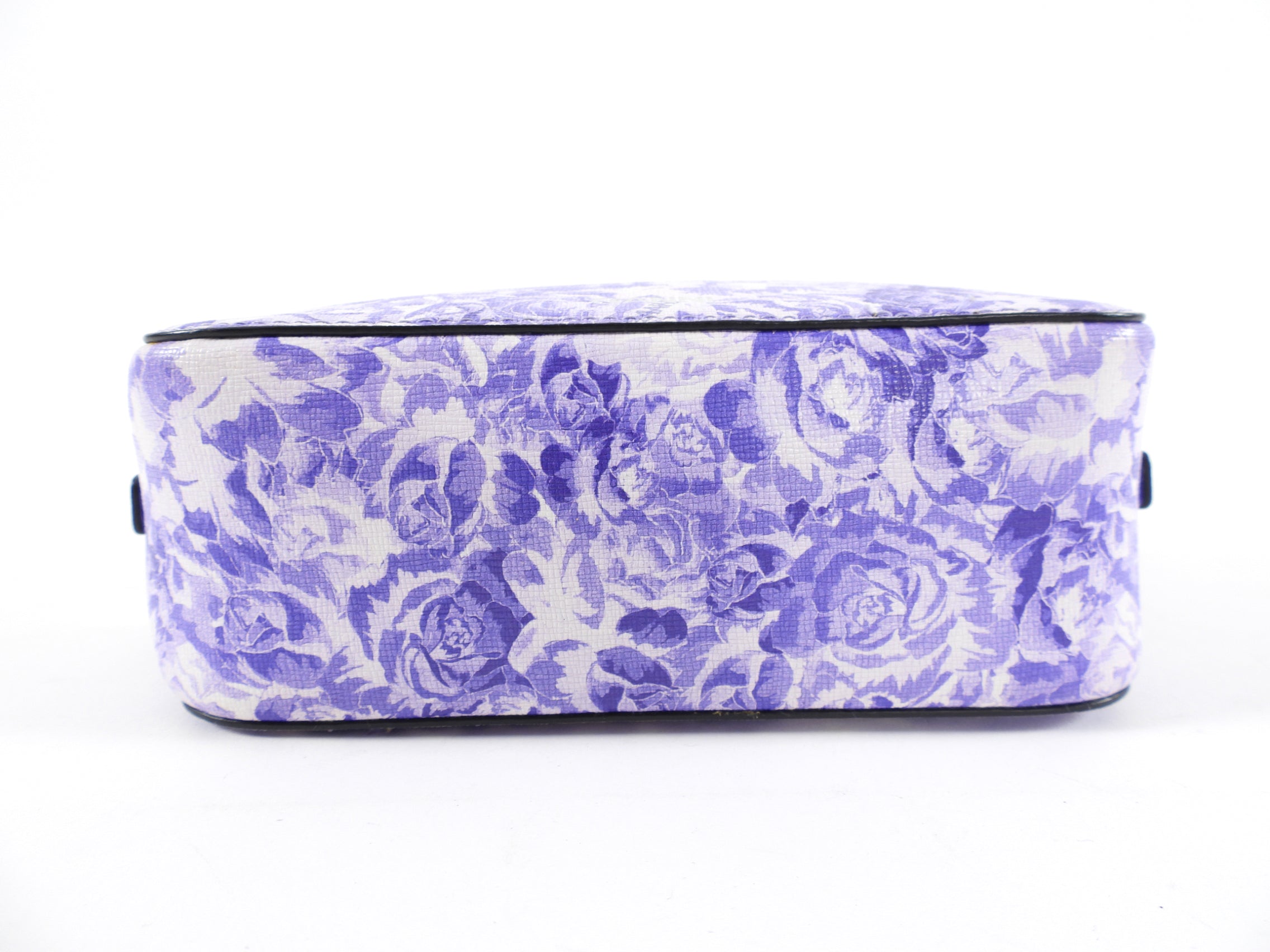 Ganni Small Crossbody Camera Bag for Women - Stylish Purple Floral Print Purse for Everyday Use, Travel & Photography