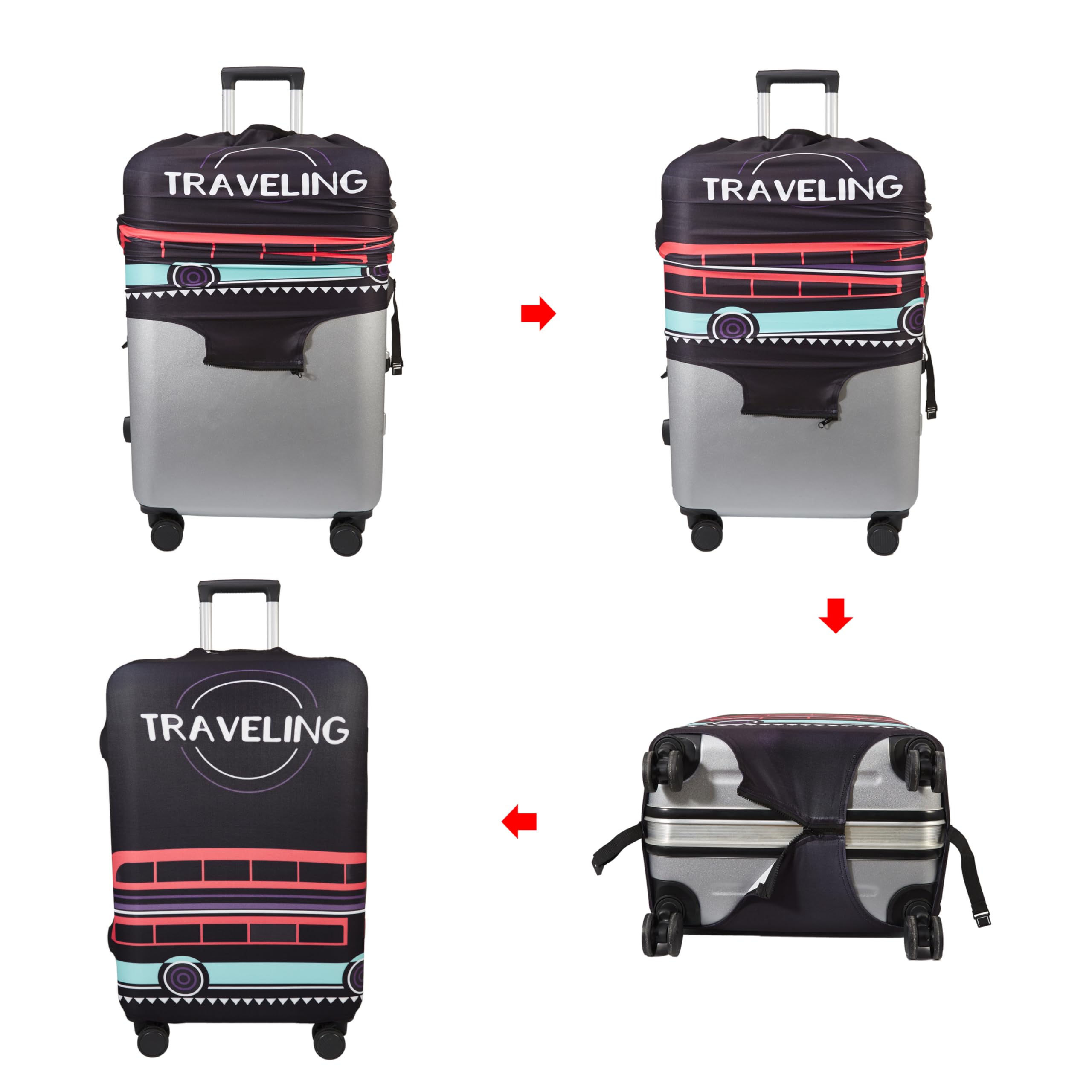 WUJIAONIAO Luggage Cover Protector for 18-32 Inch Suitcases - Waterproof & Scratch-Resistant Travel Accessory (Size S Fits 18-20 Inch) - Perfect for Airplane, Train & Bus Travel