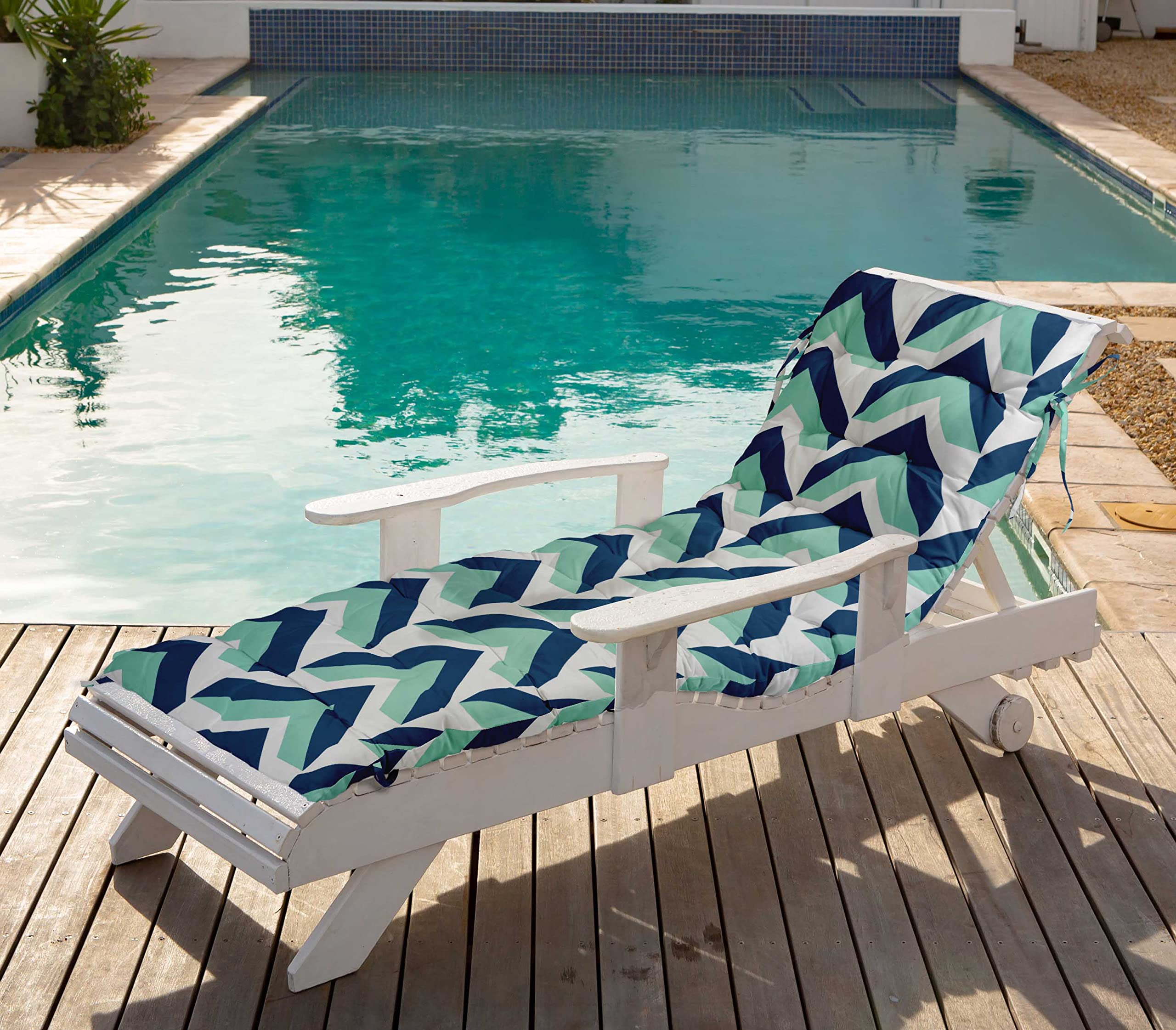 Quilted Thick Padded Seat Cushion for Rocking Chair, Sofa & Recliner - 74 x 23 Inches with Ties - Royal Blue - Perfect for Outdoor Garden, Terrace & Bench Use