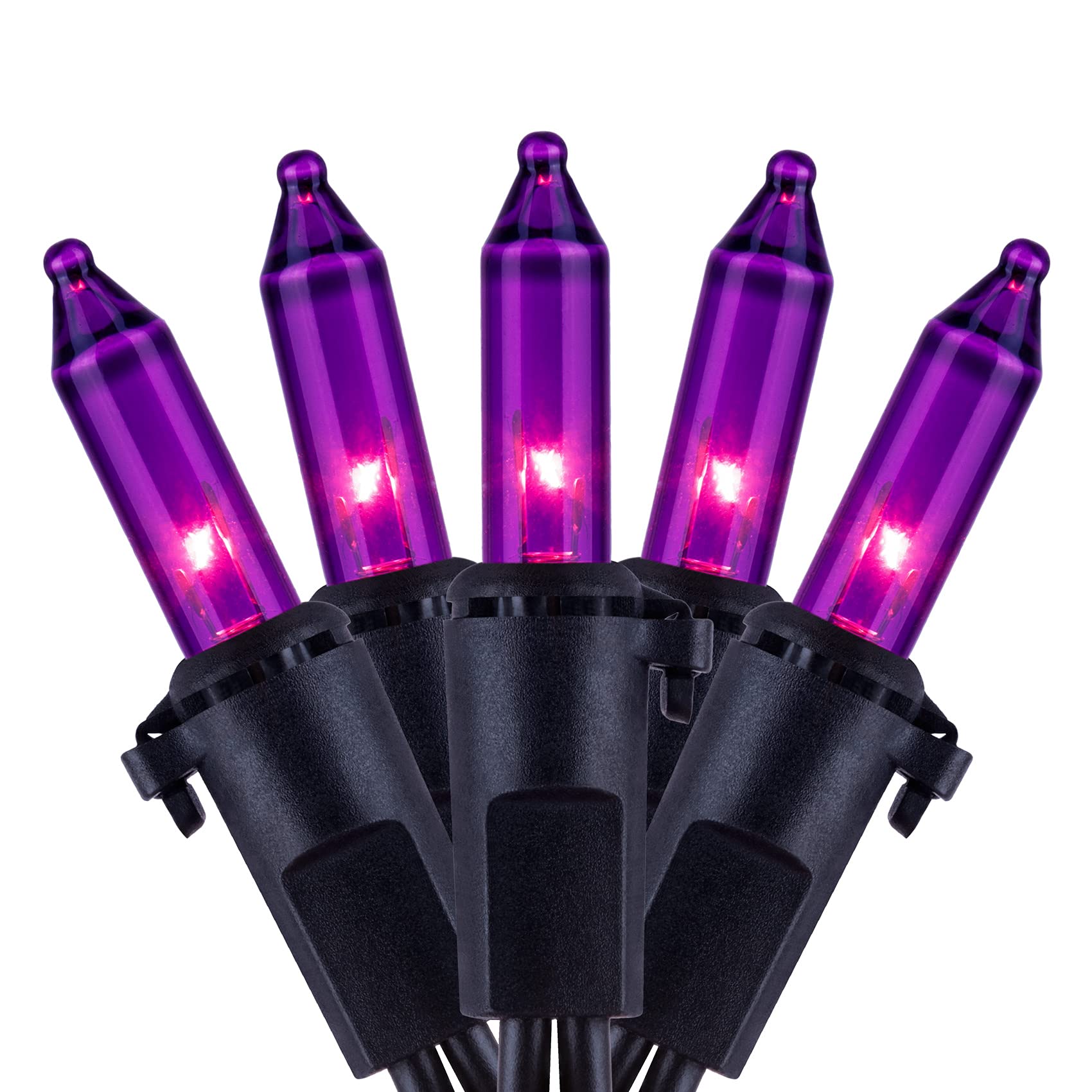 YULETIME 66ft 200-Count Purple Halloween String Lights with Black Wire - UL Certified Christmas Lights, 2 Pack (33ft 100-Count Each) - Perfect for Indoor/Outdoor Halloween Decor, Christmas Tree Lighting & Party Decorations
