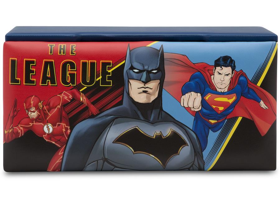 Justice League Storage Bench with Seat - DC Comics Superheroes Multifunctional Ottoman for Kids & Adults - Perfect for Bedroom, Living Room, Playroom Organization & Decor