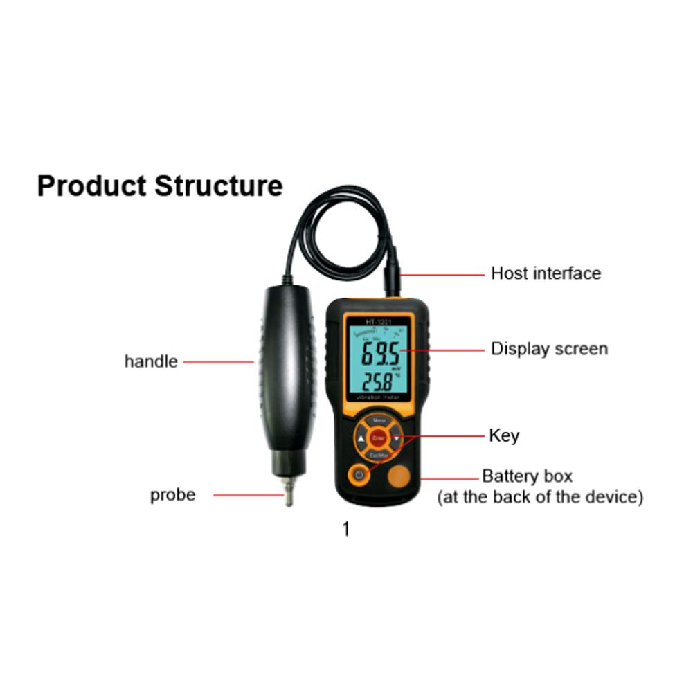 Handheld Vibration Meter - Digital Vibration Sensor Tester with LCD Display | Portable Vibrometer Analyzer for Industrial Equipment, HVAC Systems & Machine Maintenance