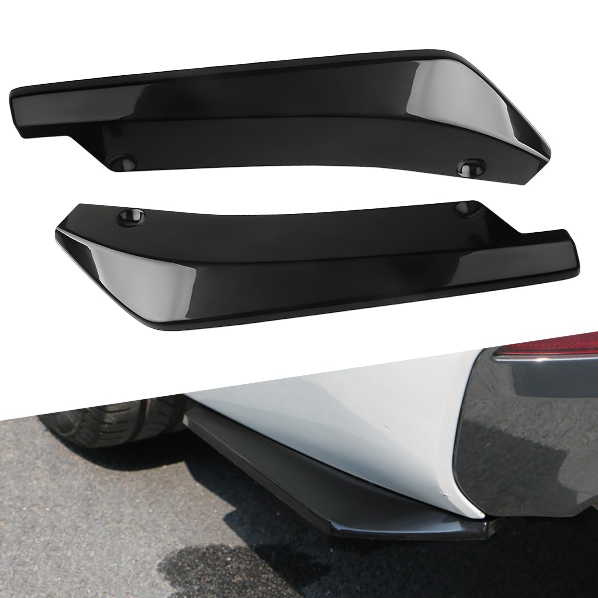Mandark 2PCS Universal Car Rear Bumper Diffuser Spoiler Lip - Anti-Scratch Protection for Rear & Front Bumper, Side Skirt Splitter Body Kit (Black) | Enhances Vehicle Aerodynamics & Style for Sedans, Coupes, and Sports Cars