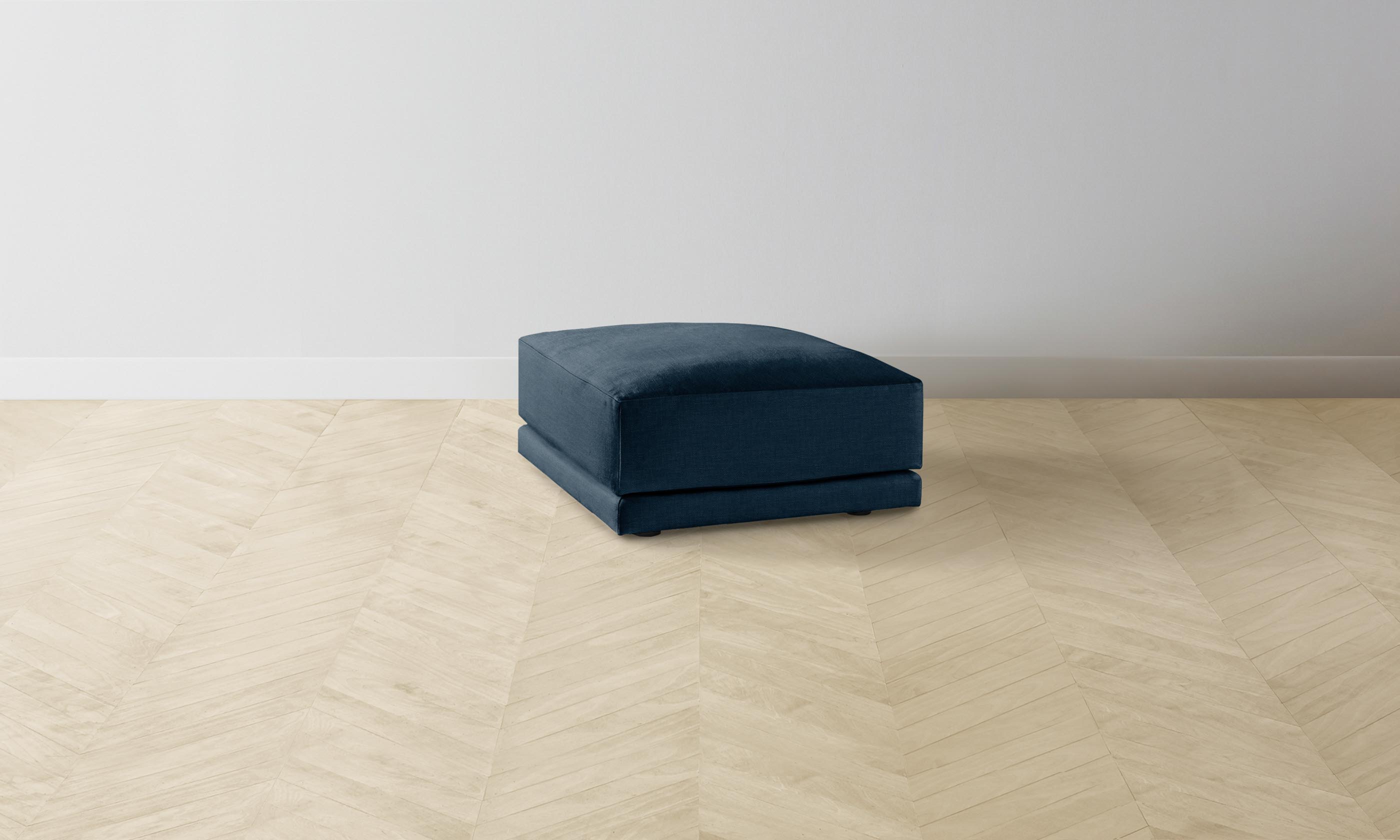 The Jones Ottoman - Performance Linen Weave Bay - Modern Living Room Footrest & Storage Bench for Small Spaces
