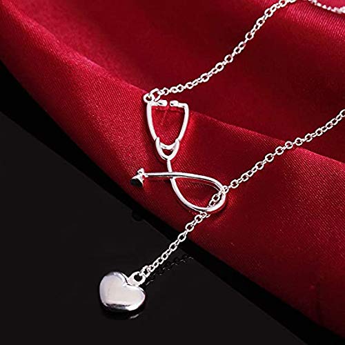 Heart Stethoscope Necklace Set - Premium Medical Jewelry for Nurses & Doctors - Silver Nurse Appreciation Gift for Women & Teens - Perfect for Graduation, Birthday & Medical Professionals - Trendy Healthcare Accessory