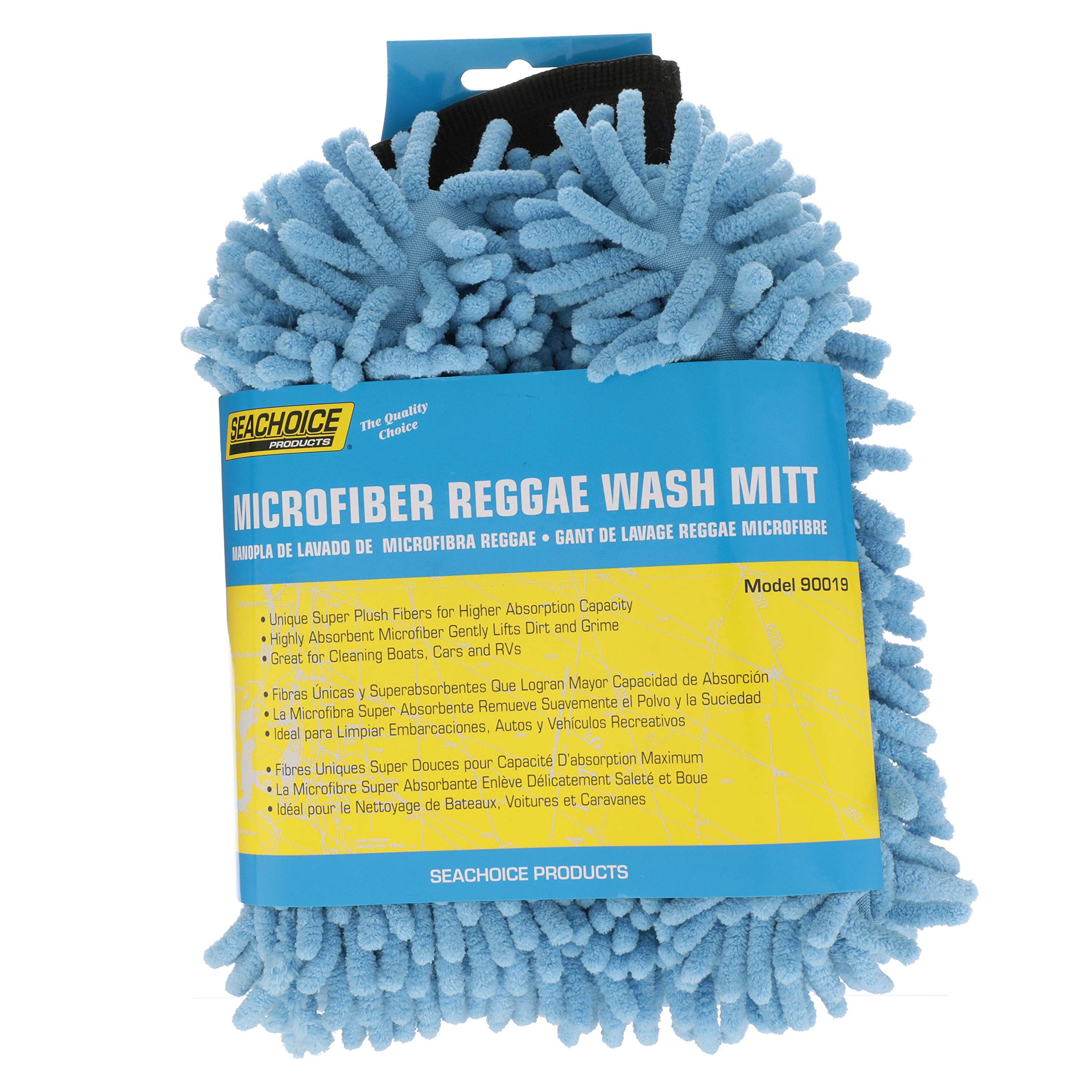 Seachoice Microfiber Reggae Wash Mitt - Premium Car Cleaning Glove for Detailing, Washing & Waxing - Soft Scratch-Free Mitt for Cars, Trucks & Motorcycles (Use for Hand Washing, Wax Application & Gentle Scrubbing)