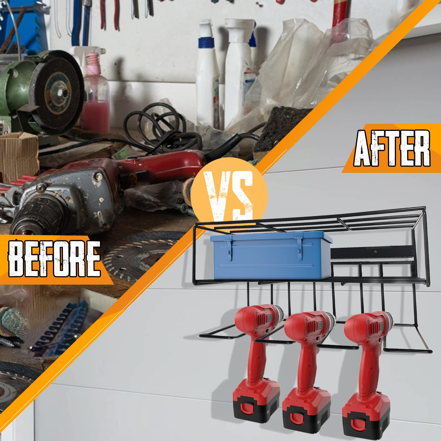 Sturdy Wall Mount Drill Holder & Tool Storage Organizer - Heavy Duty Power Tool Rack for Workshop & Garage Organization - Perfect for DIY Projects and Professional Workbench Storage
