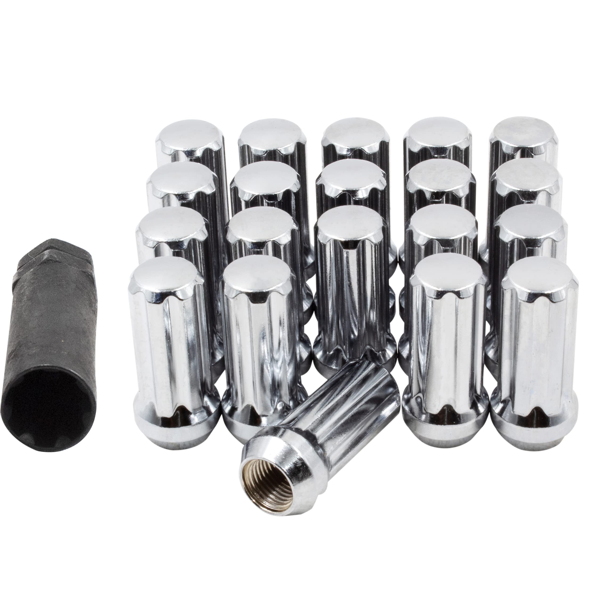 Black Chrome Spline Lug Nuts M14x2 - 20 Pcs for Ford Expedition & Lincoln Navigator - Heavy-Duty Wheel Accessories