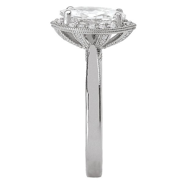 18KT White Gold 1/4 CTW Marquise Diamond Halo Engagement Ring - Polish Top Setting for 1 Carat Marquise Diamond - Perfect for Proposals, Anniversaries & Special Occasions