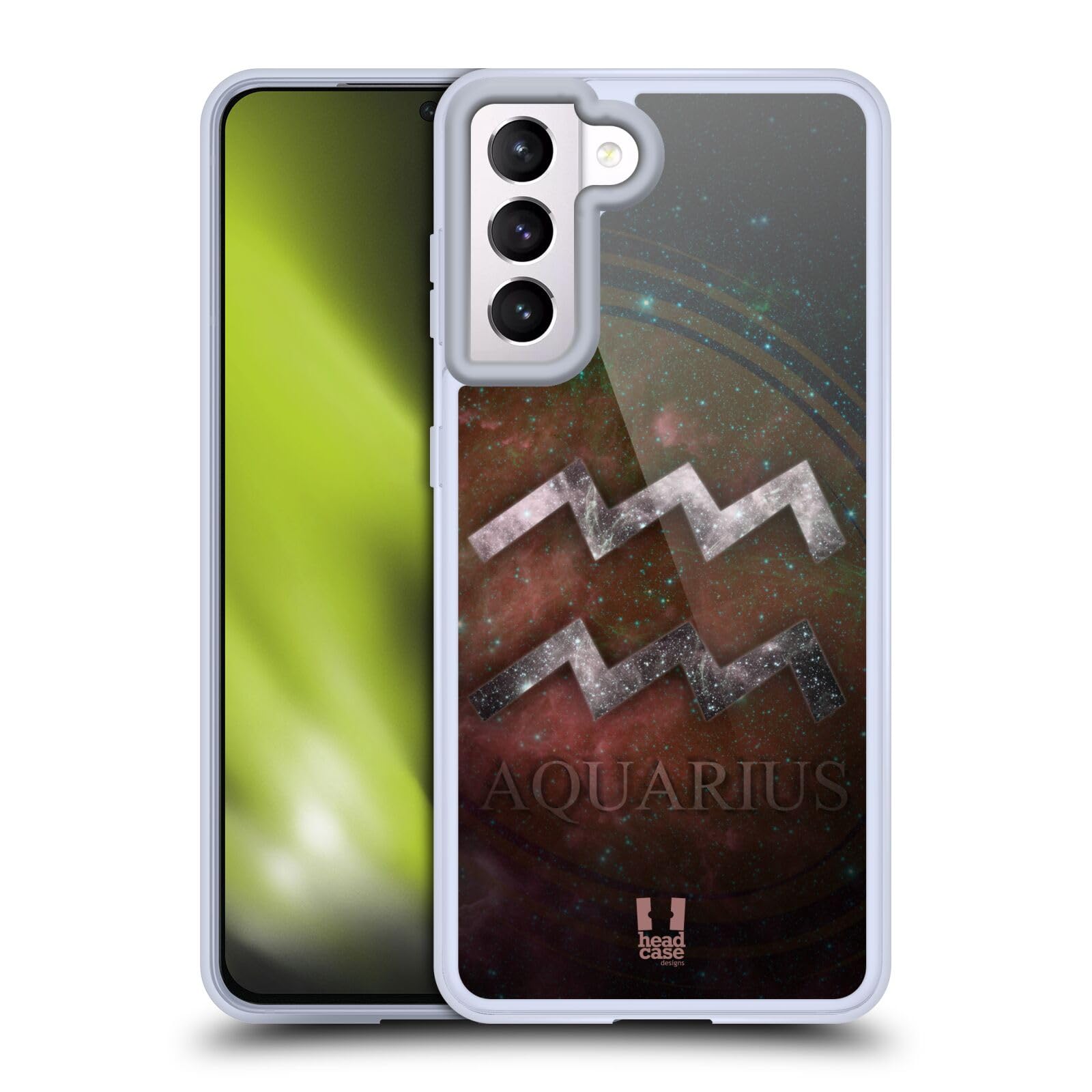 Head Case Designs Aquarius Nebula Zodiac Symbols Soft Gel Case for Samsung Galaxy S21 5G - Protective Phone Cover with Matching Wallpaper for Stylish Everyday Use