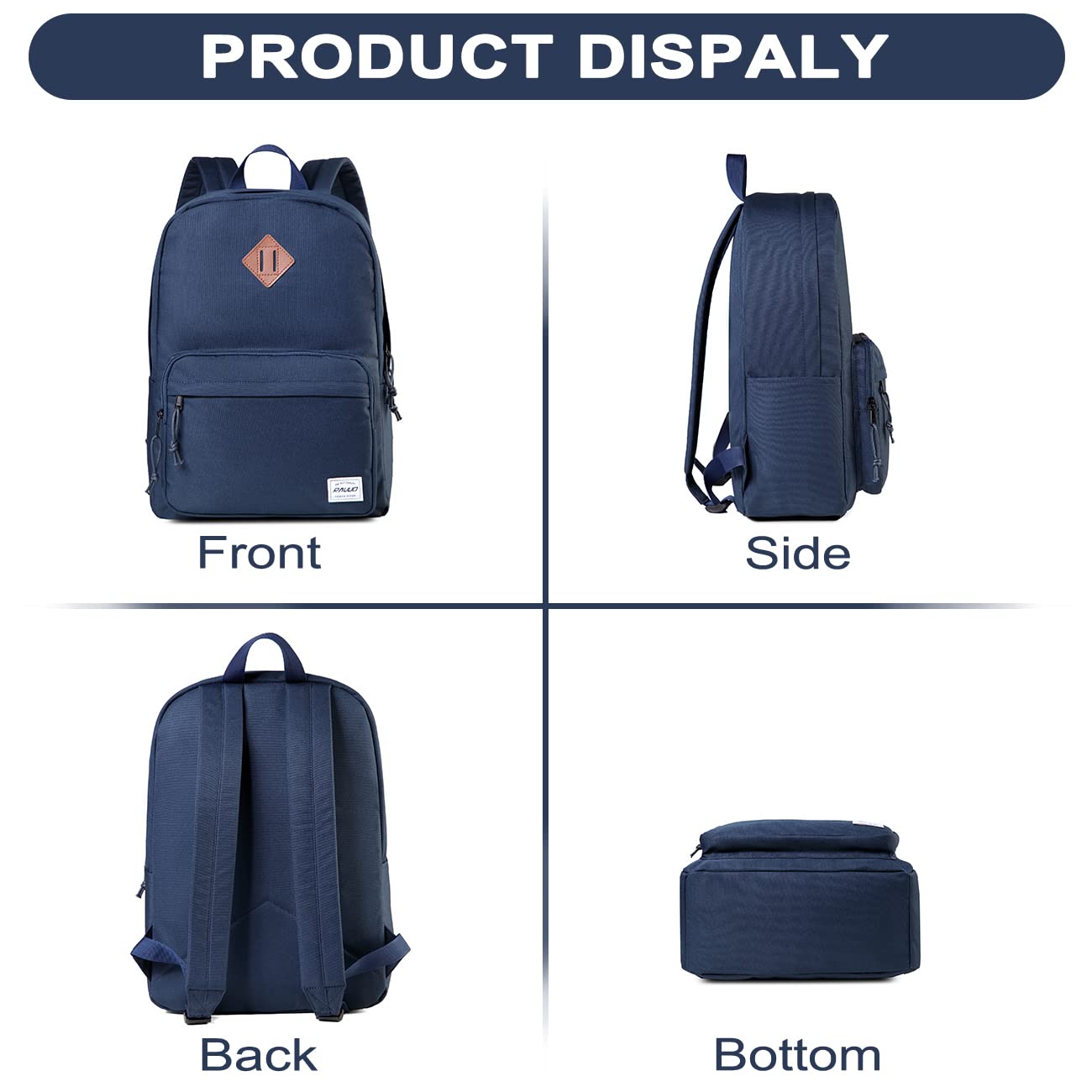 RAVUO Lightweight School Backpack for Men & Women - Classic Bookbag with Laptop Compartment, Durable Casual Daypack for College, Work, Travel & Daily Commute