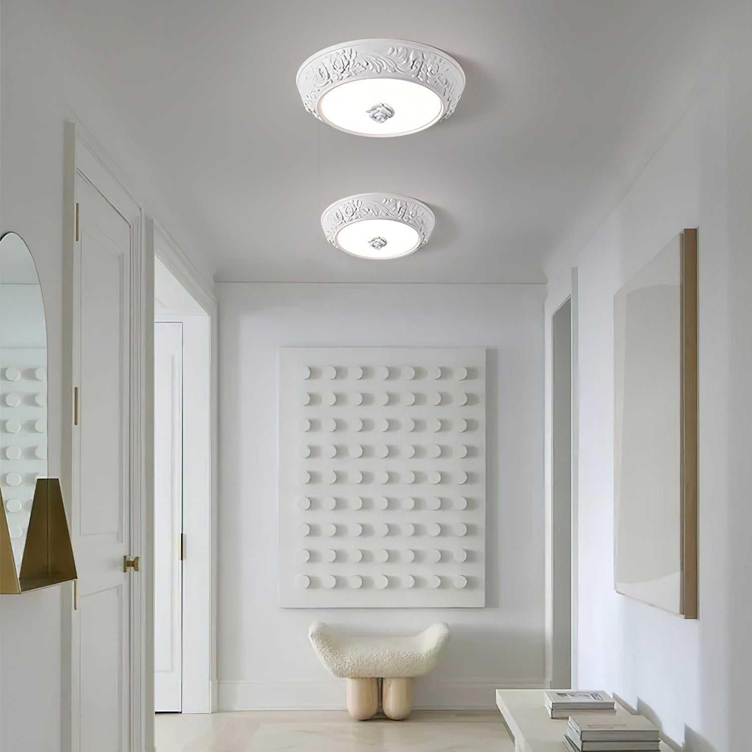 Modern Embossed Resin Ceiling Light Fixture - Elegant Home & Office Lighting for Living Room, Bedroom, Dining Area | Energy Efficient & Stylish Design