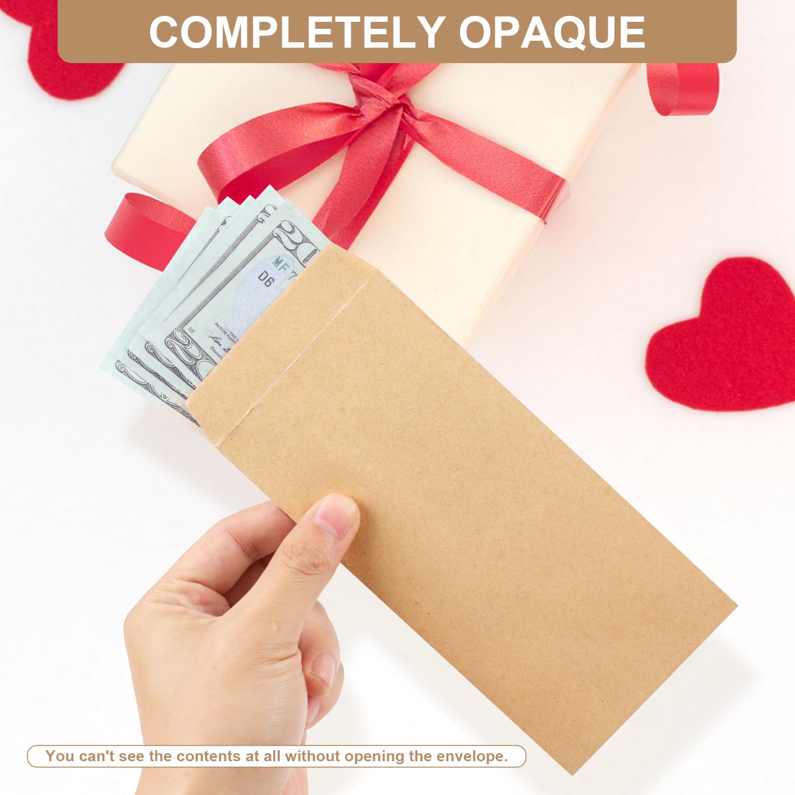 Joyberg 120 PCS Self-Adhesive Kraft Paper Money Envelopes - 6.5”x3.2” Small Cash Envelopes for Budgeting, Coin Storage & Money Saving Challenge | Perfect for Organizing Cash, Checks, Bills & Small Items | Ideal for Home, Office & Gift Giving