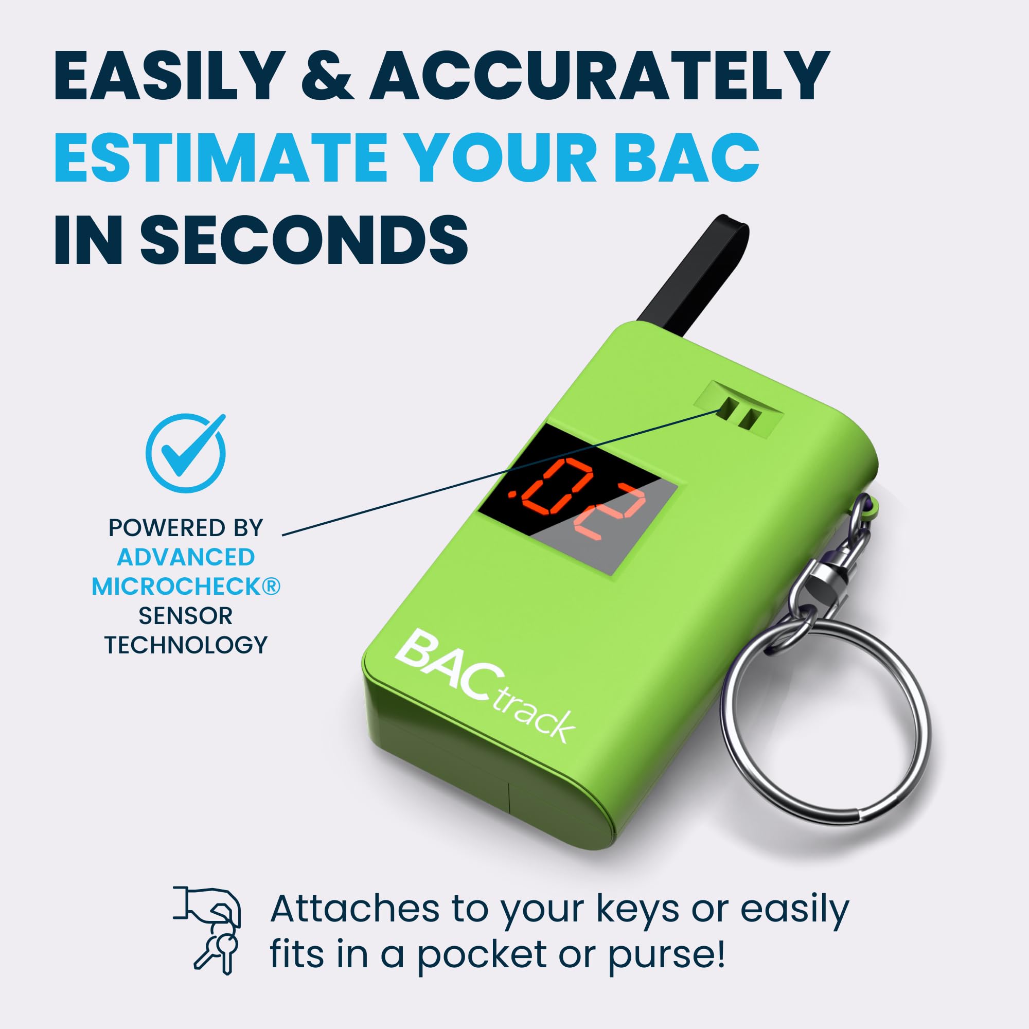BACtrack Keychain Breathalyzer - Green (2 Pack) | Ultra-Portable Alcohol Tester for Personal & Professional Use | Perfect for Parties, Travel & Workplace Safety