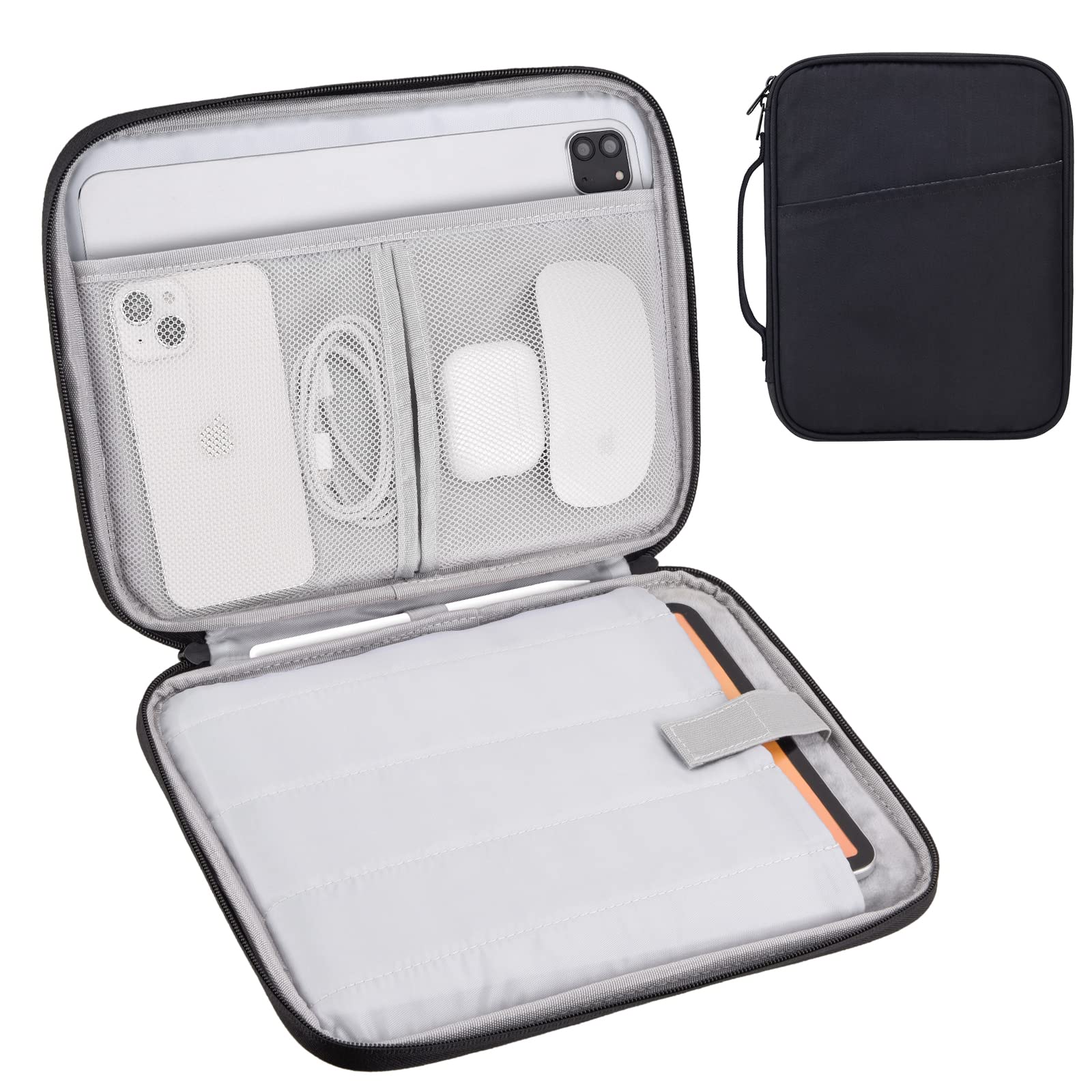 Premium 9-11 Inch iPad Carrying Case - Shockproof Padded Tablet Sleeve Bag for iPad Pro 11 (M4), iPad 10.9 (10th Gen), iPad Air 11 (M2), Samsung Galaxy Tab S9/S8 - Perfect for Travel, Office & School (Black-11)