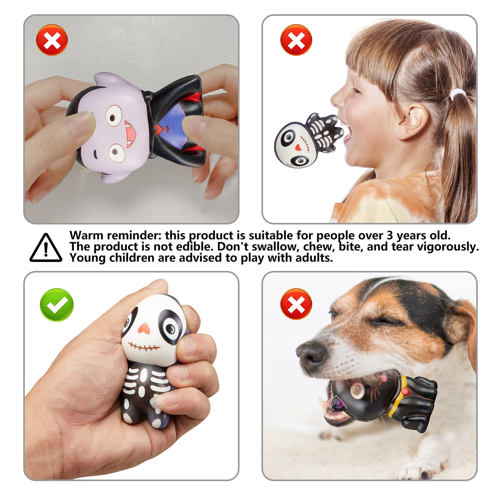 Halloween Squishies Toys 6 Pack - Pumpkin, Vampire, Black Cat, Mummy, Skeleton & Bat Slow Rising Stress Relief Toys | Super Soft Kawaii Squeeze Party Favors for Kids, Boys & Girls | Perfect for Trick-or-Treat Bags, Classroom Prizes & Birthday Goodie Bags