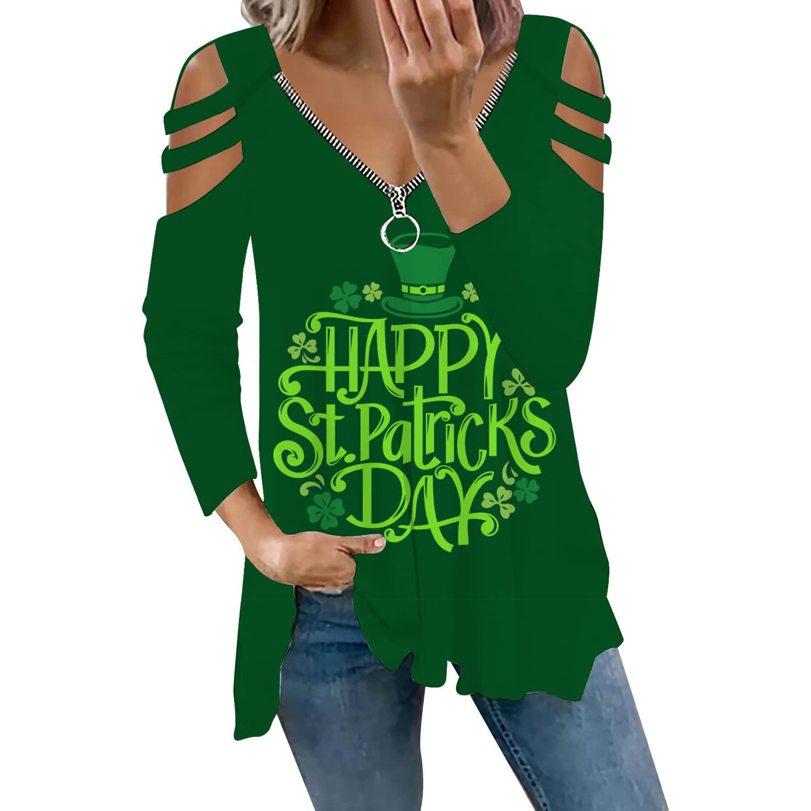 Women's St. Patrick's Day Long Sleeve Loose Tunic Top - Casual Summer Blouse for Irish Celebration, Pub Crawl & Festive Outfits
