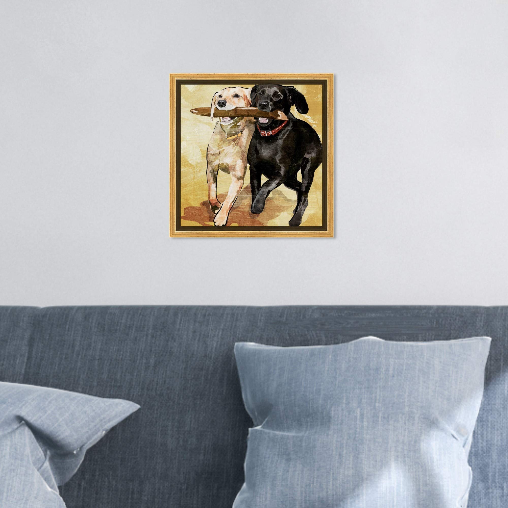 Playtime Dogs and Puppies - Animals Framed Wall Art Canvas Prints for Living Room, Bedroom & Office Decor