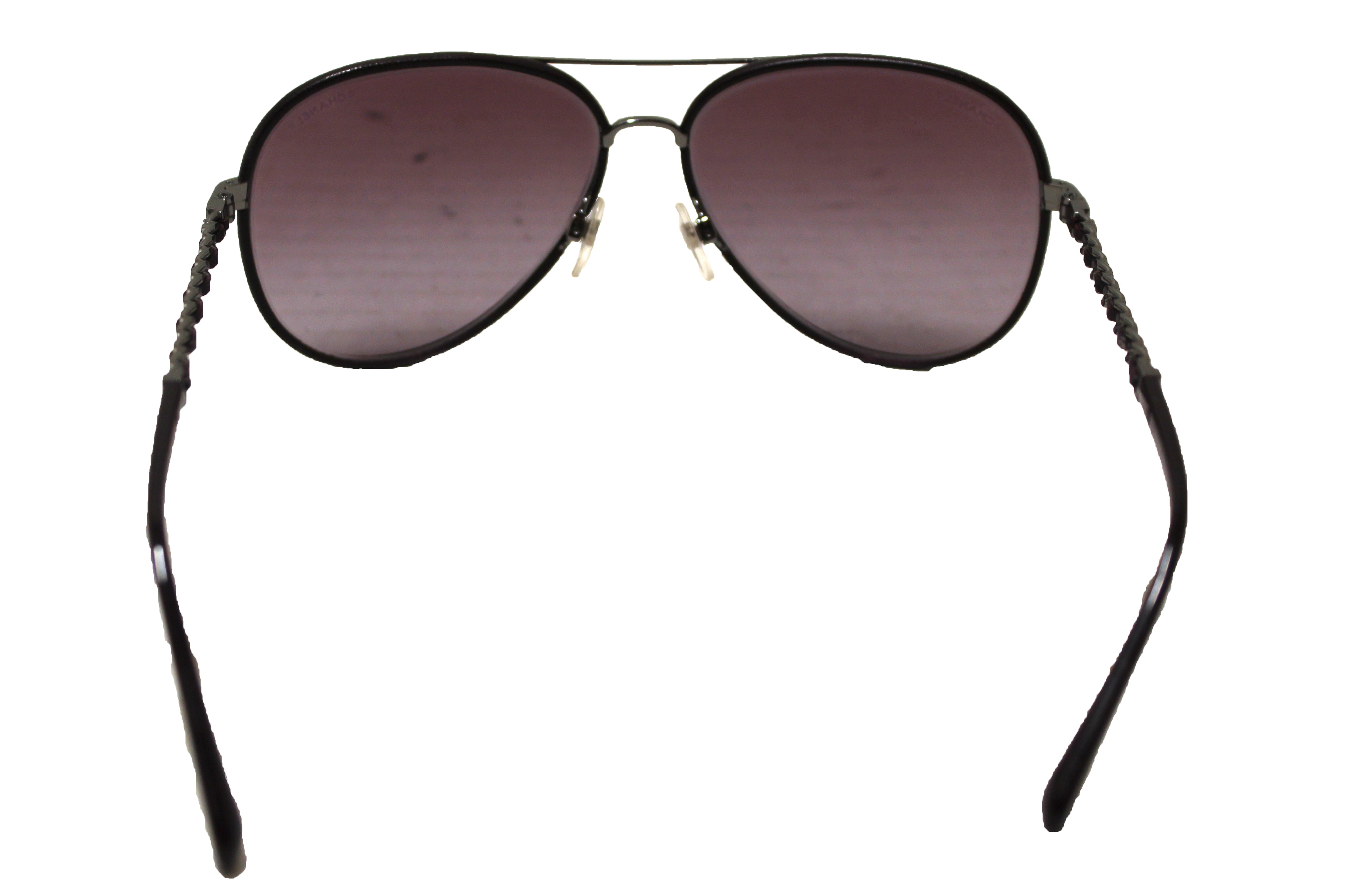 Authentic Chanel Violet Calfskin & Metal Aviator Pilot Sunglasses 4219Q - Luxury UV Protection Shades for Women, Fashionable Sunglasses for Driving, Travel & Outdoor Activities