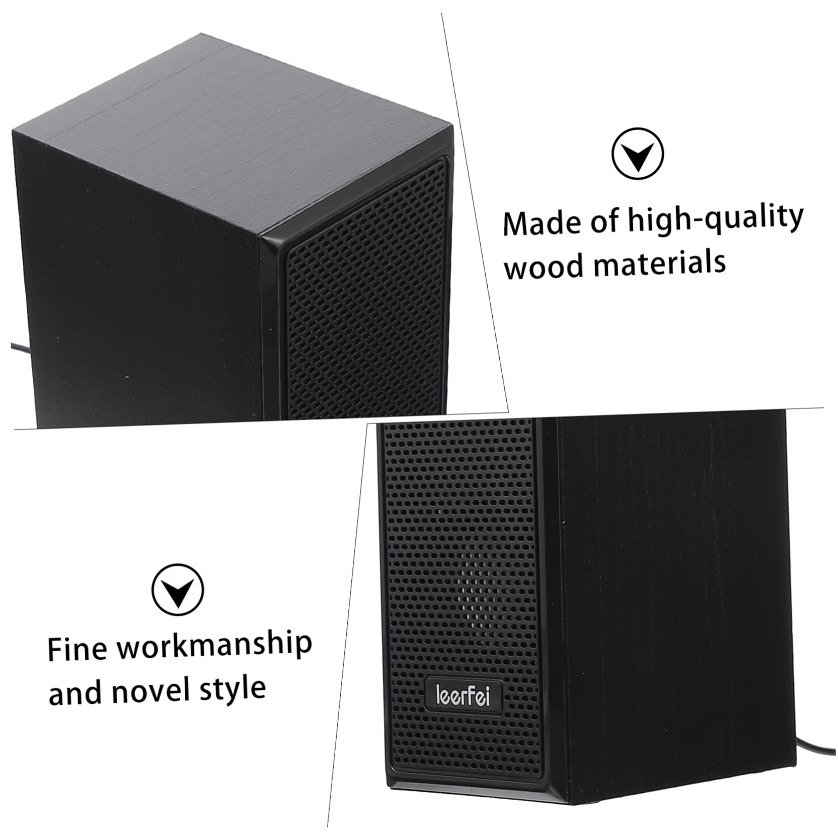 Veemoon Wooden PC Speakers for Desktop & Laptop - Compact 2-Piece Set for Enhanced Sound Quality | Perfect for Home Office, Gaming, and Multimedia Use