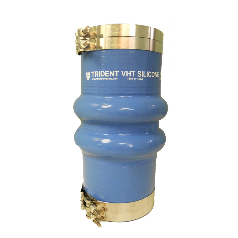 Trident Marine 274V8000-S/S Heavy-Duty Silicone Wet Exhaust Double Hump Hose with Clamps, 8